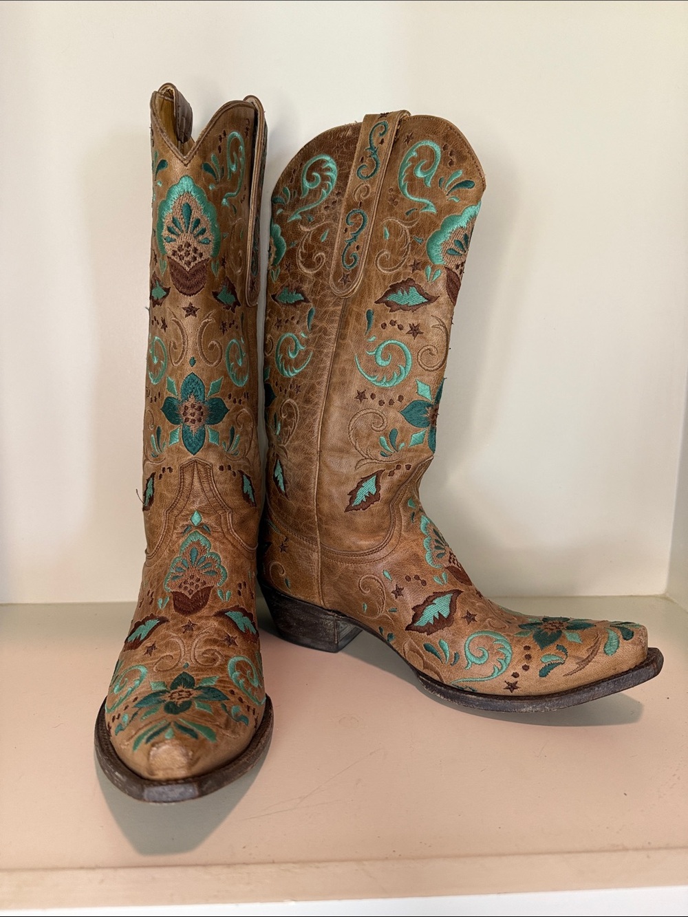Old Gringo Embroidered Brown & Turquoise Womens Western Cowboy Boots